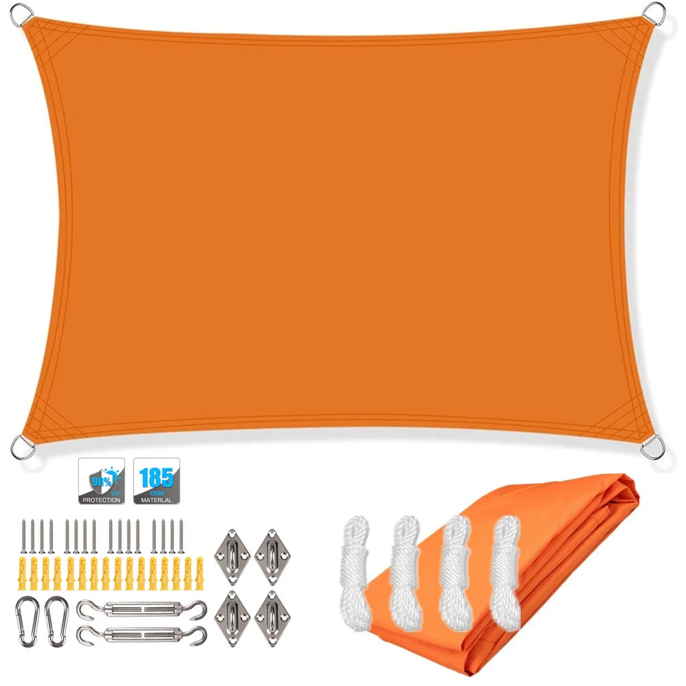Voile d'ombrage rectangulaire imperméable et anti-UV pour jardin, terrasse, arrière-cour, terrasse, écran de confidentialité