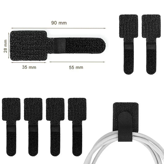 Lot de 5 organiseurs de câbles réutilisables, enrouleurs de câbles de bureau, organiseurs de serre-câbles auto-adhésifs, supports de cordons, sangles de protection de cordons