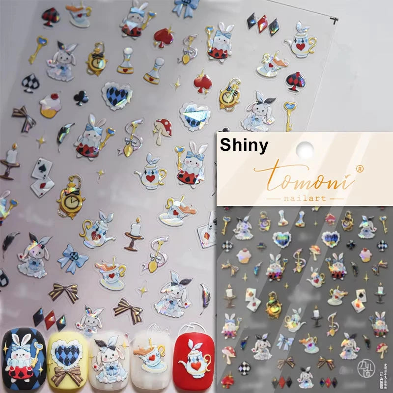 5D Cute Animal Nail Stickers Cute Sketching Graffiti Animal Cat Dog Nail Art Sticker Designs Self Adhesive Decoration Decal