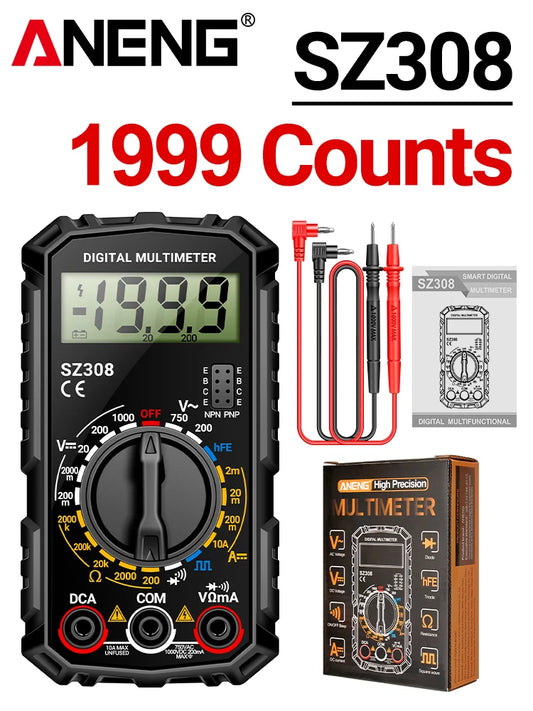 ANENG SZ308 Square Wave Digital Tester 1999 Counts HFE Triode Buzzer Multimeter AC/DC Voltage 10A Current Multimeters Meter Tool
