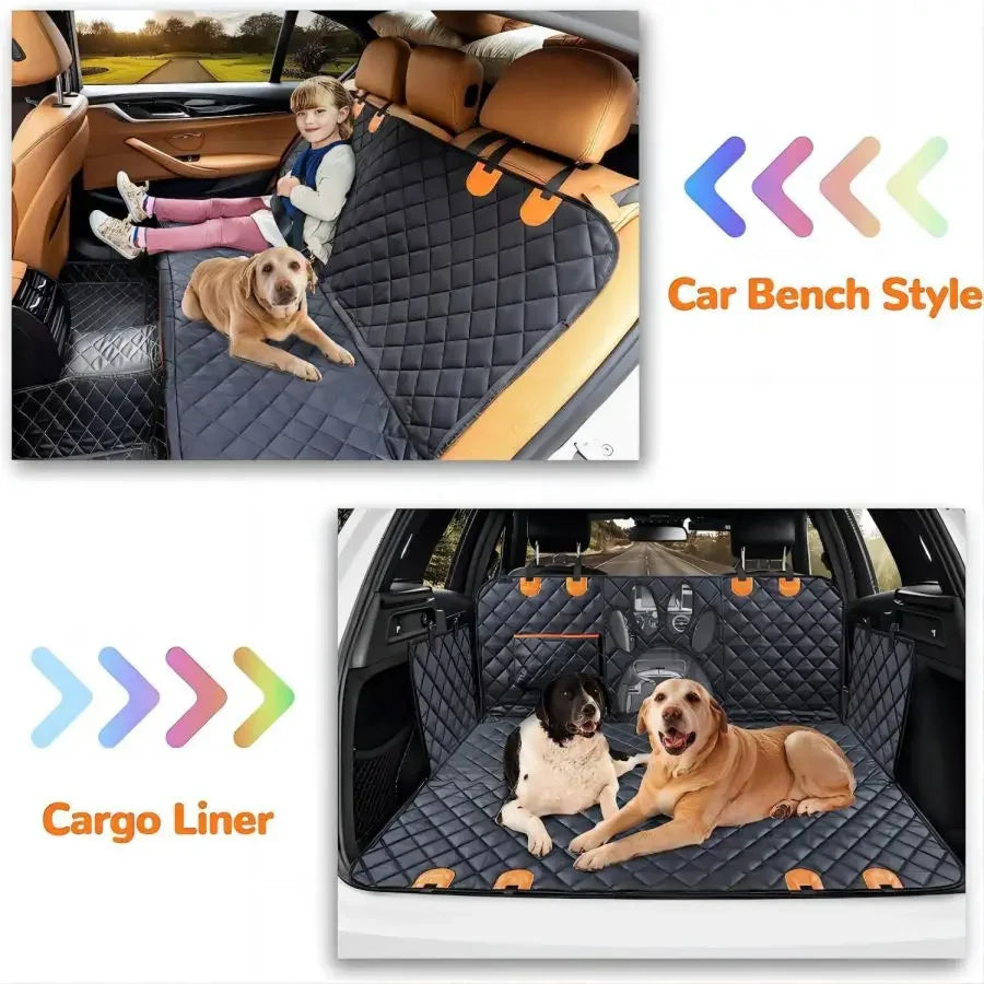 Dog Car Seat Cover for Back Seat 100% Waterproof Dog Car Hammock with Visual Mesh Window and Side Zipper Car Seat Protect