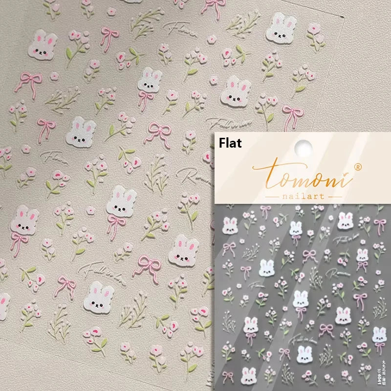 5D Cute Animal Nail Stickers Cute Sketching Graffiti Animal Cat Dog Nail Art Sticker Designs Self Adhesive Decoration Decal