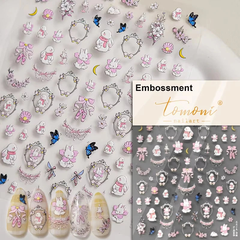 5D Cute Animal Nail Stickers Cute Sketching Graffiti Animal Cat Dog Nail Art Sticker Designs Self Adhesive Decoration Decal