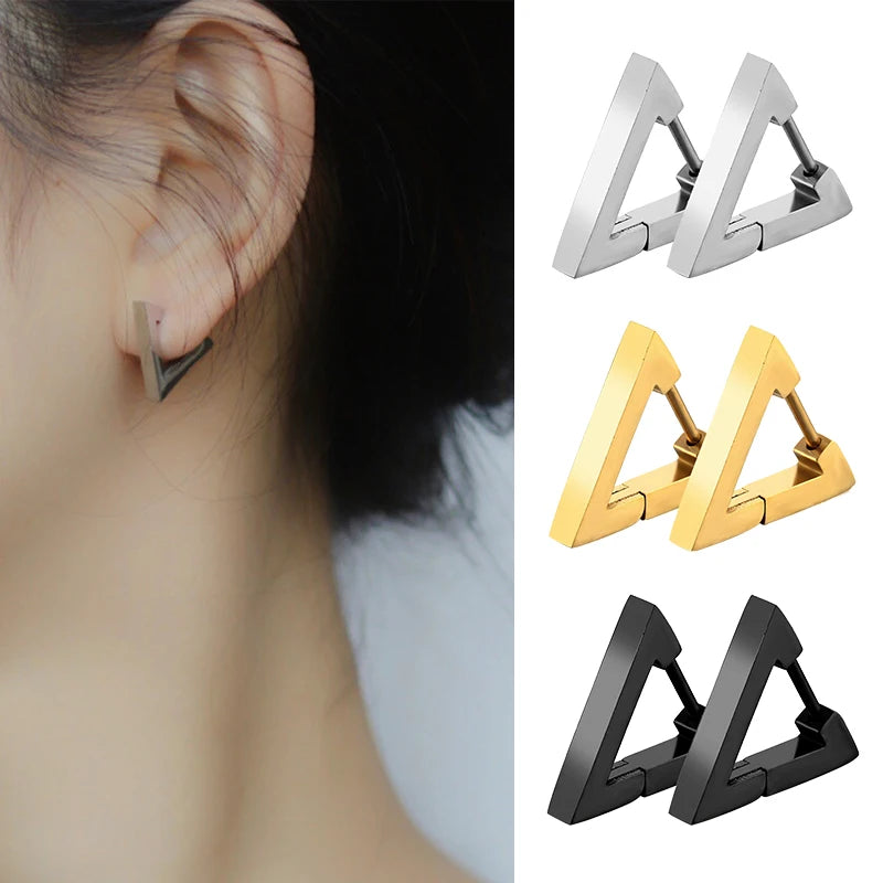 1 paire de boucles d'oreilles triangulaires punk . Acier inox