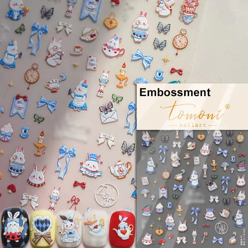 5D Cute Animal Nail Stickers Cute Sketching Graffiti Animal Cat Dog Nail Art Sticker Designs Self Adhesive Decoration Decal