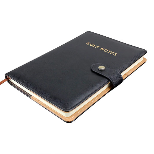 Porte-carte de score de golf en cuir noir, carnet de scores, journal de bord