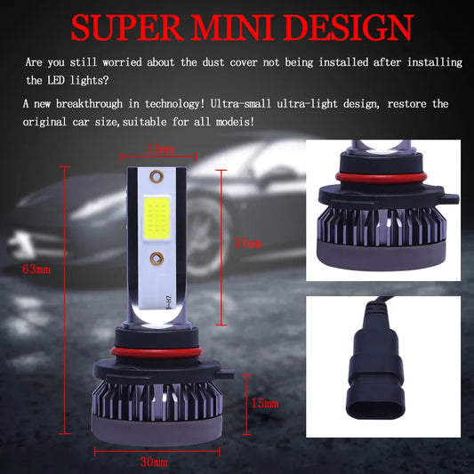 Lot de 2 mini ampoules LED H7 H4