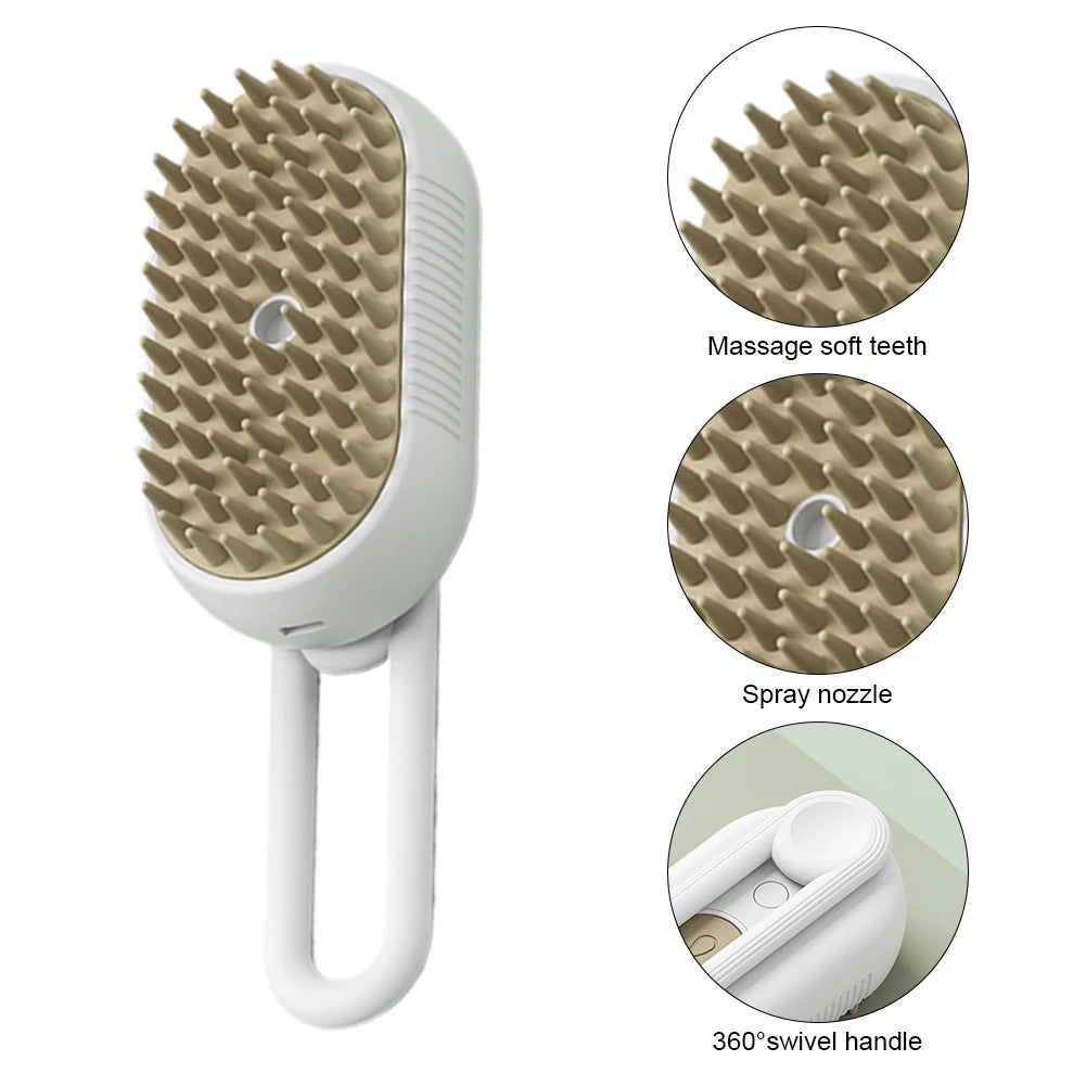 Brosse à vapeur électrique 3 en 1 pour animaux de compagnie, nettoyage pour chats et chiens, spray de massage, peigne de toilettage, poignée rétractable, épilation des poils d'animaux, BeautyBrush