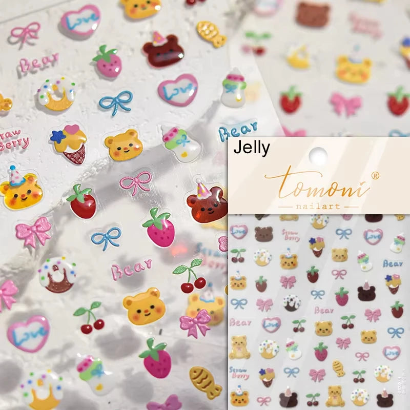 5D Cute Animal Nail Stickers Cute Sketching Graffiti Animal Cat Dog Nail Art Sticker Designs Self Adhesive Decoration Decal