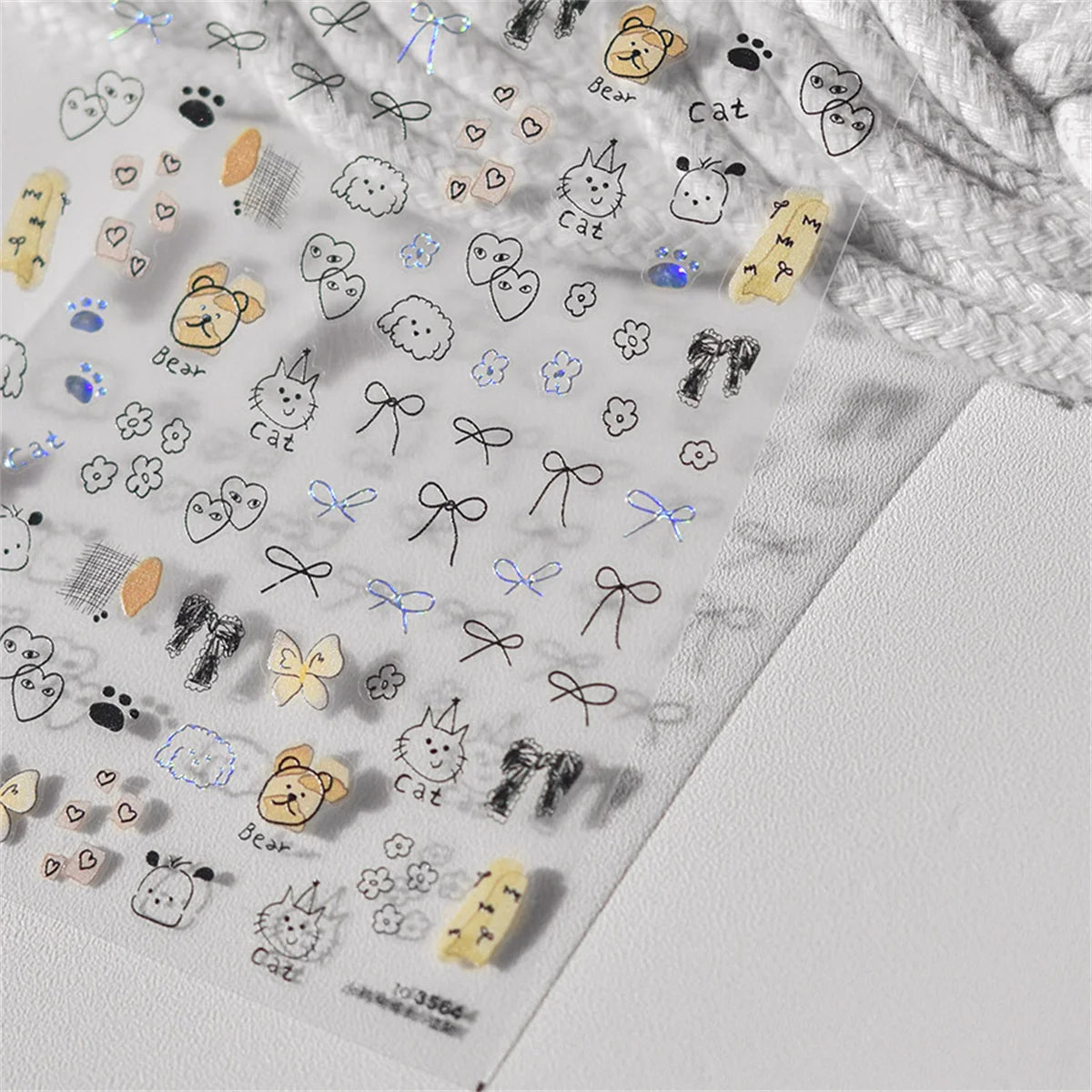 5D Cute Animal Nail Stickers Cute Sketching Graffiti Animal Cat Dog Nail Art Sticker Designs Self Adhesive Decoration Decal