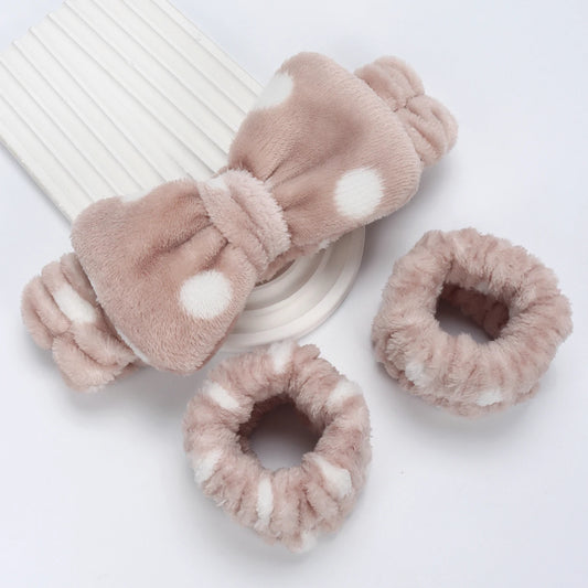 3 件套 Spa Headband Wristband for Washing Face Microfiber Makeup Towel Hair Bands Washband Scrunchies Absorbent Wrist Sweatband